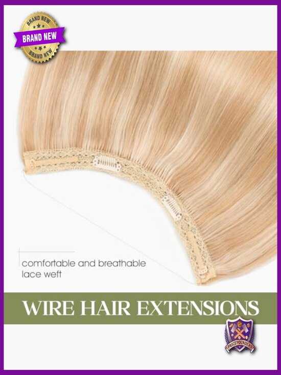 Real Human Hair Halo Wire Extensions Invisible Adjustable Fish Line 14 inch main image 4